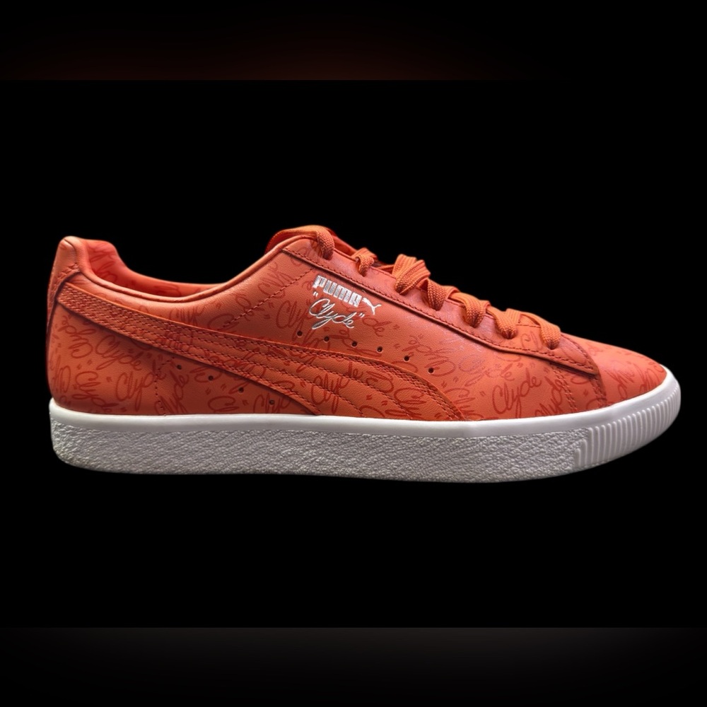 Puma Clyde Script Mens Sneakers Orange/Pumpkin/White Men's US Size 10.5 - Picture 2 of 15